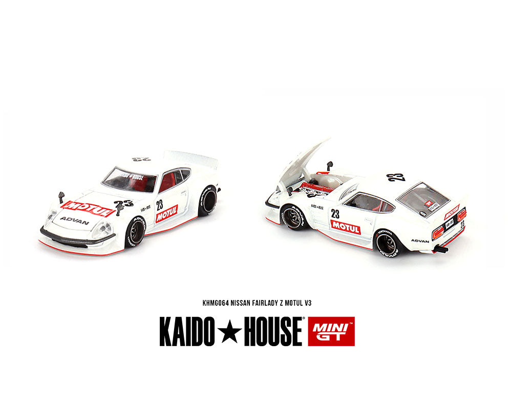 (Preorder) Kaido House x Mini GT 1:64 Datsun KAIDO Fairlady Z MOTUL V3 –  White – Limited Edition