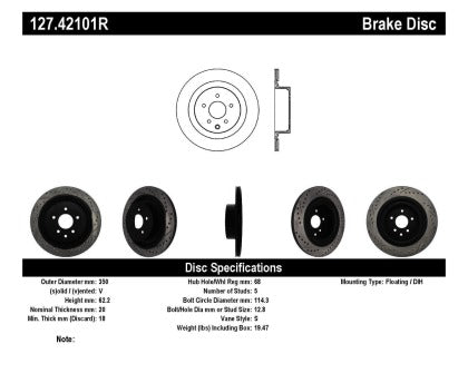 SportStop Slotted & Drilled Rear Brake Rotor 2009-23 (370Z / Nissan Z)