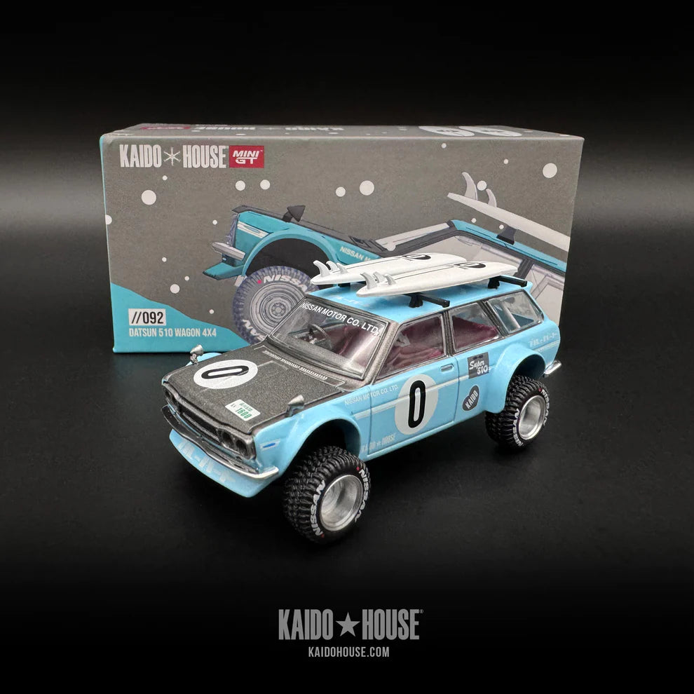 Kaido House x Mini GT 1:64 Datsun 510 Wagon Kaido GT Surf Safari RS Winter Holiday Edition