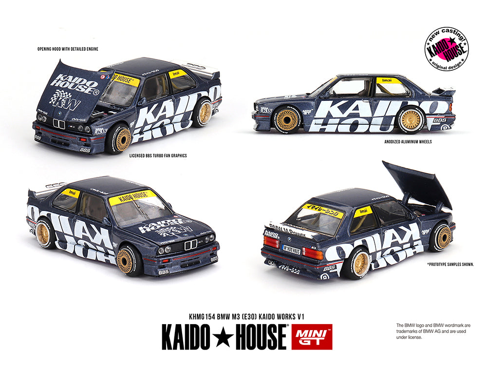 Kaido House x Mini GT 1:64 BMW M3 (E30) Kaido Works V1 – Dark Blue