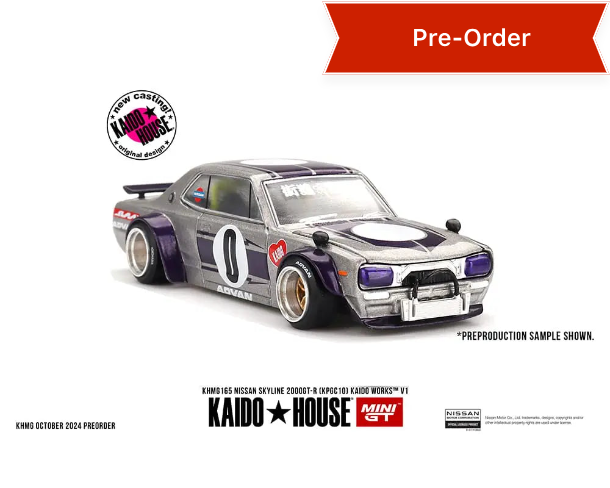 (Preorder) Kaido House x Mini GT 1:64 Nissan Skyline GT-R (KPGC10) Kaido Works V1 – Silver