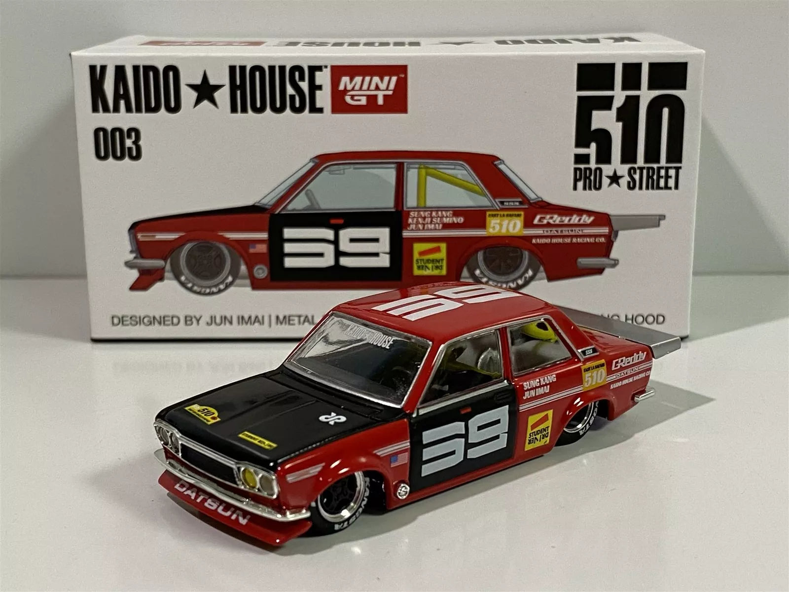 AUTOGRAPHED by Jun Imai Kaido House x Mini GT 1:64 Pro Street Datsun 510